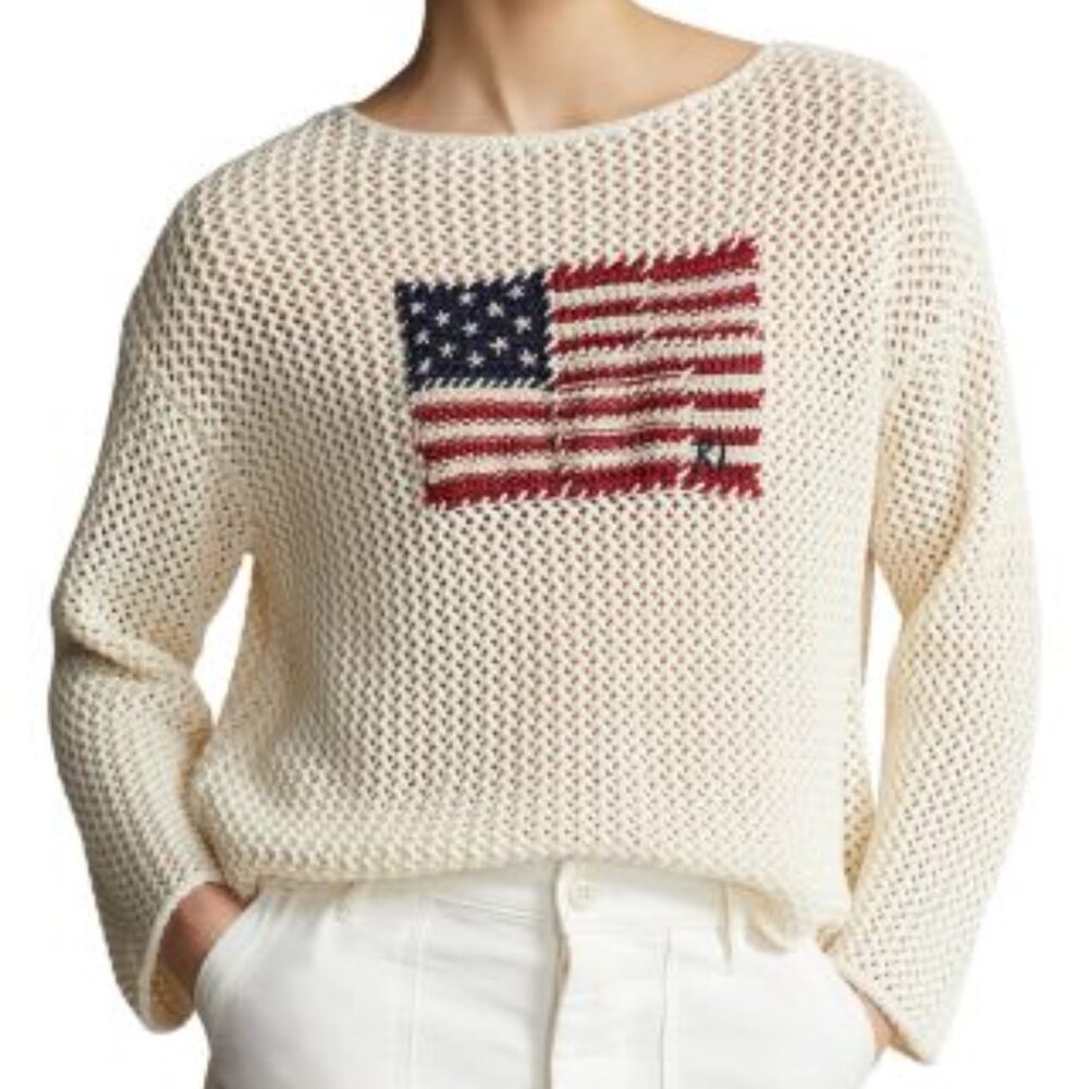 Ralph Lauren Crotchet American Flag Sweater - Picture 6 of 12
